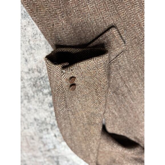 VTG Harris Tweed Sport Coat 44R Orange Unstructured Blazer Herringbone USA Read* - Picture 6 of 14